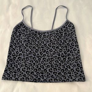 Blue leopard print crop with open back